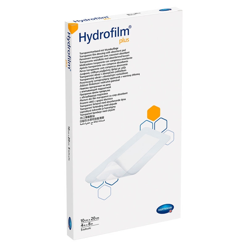 Пов’язка плівкова прозора абсорбуюча подушечка Hydrofilm® Plus, 10 х 20 см.